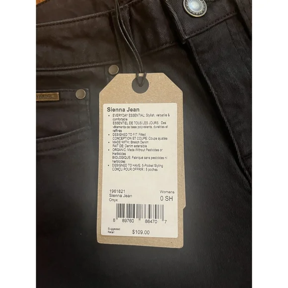 PrAna Sienna Jeans Fitted Stretch Denim Onyx Women SZ 0 - Picture 3 of 3